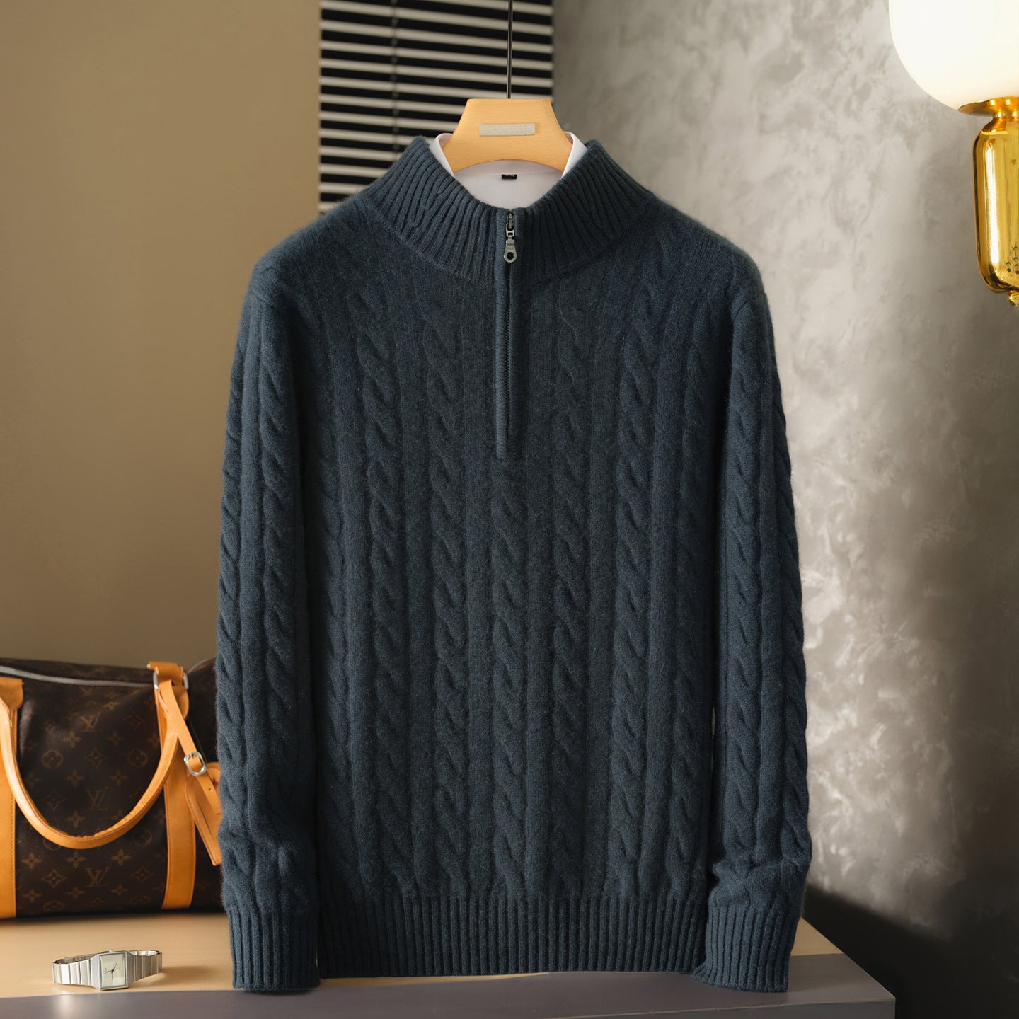 Versatile Casual Half-Neck Thermal Sweater In Pure Cashmere - Image 6