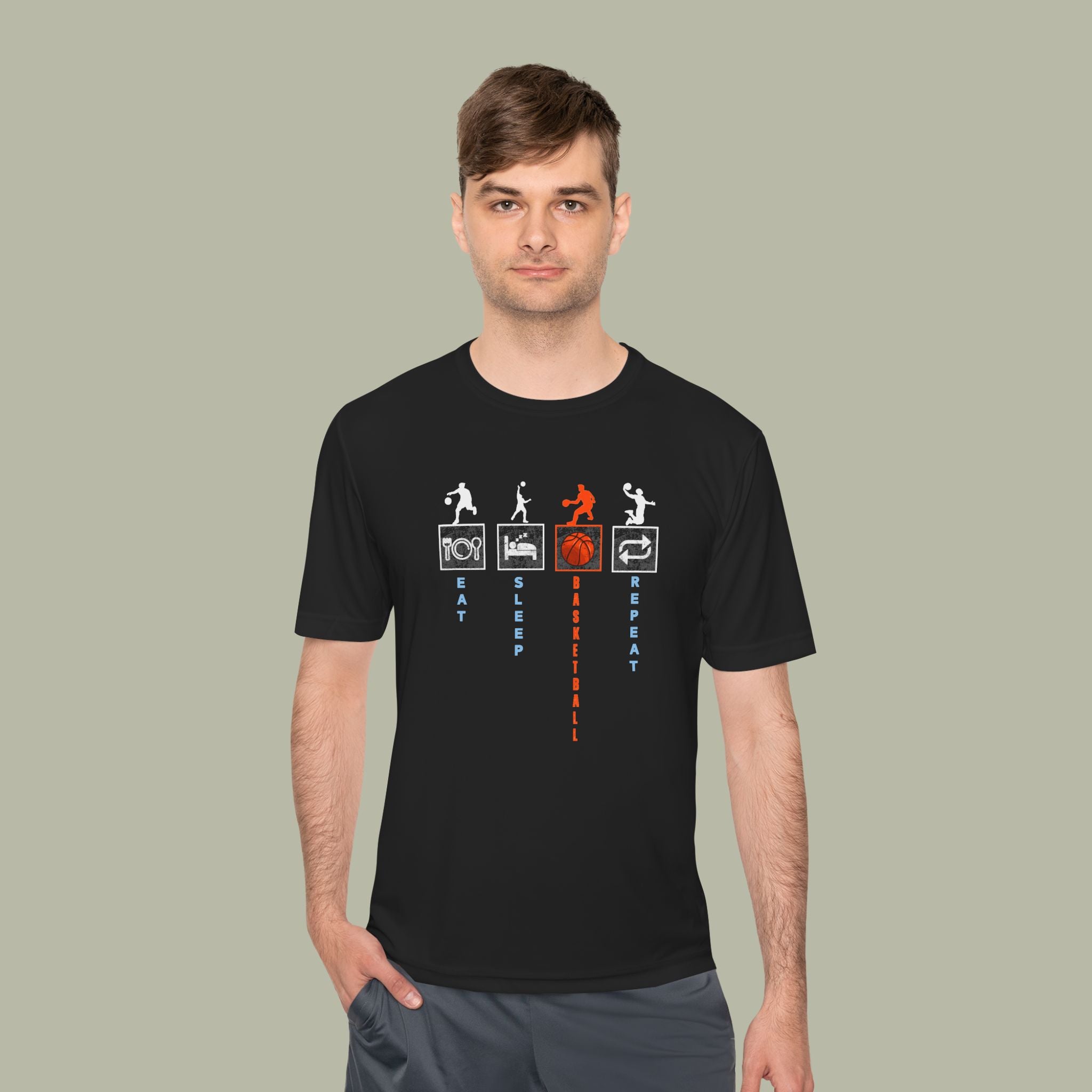 Eat Sleep Basketball Repeat Crew Graphic Tee — Rhythm, Steps & Movement - Image 2