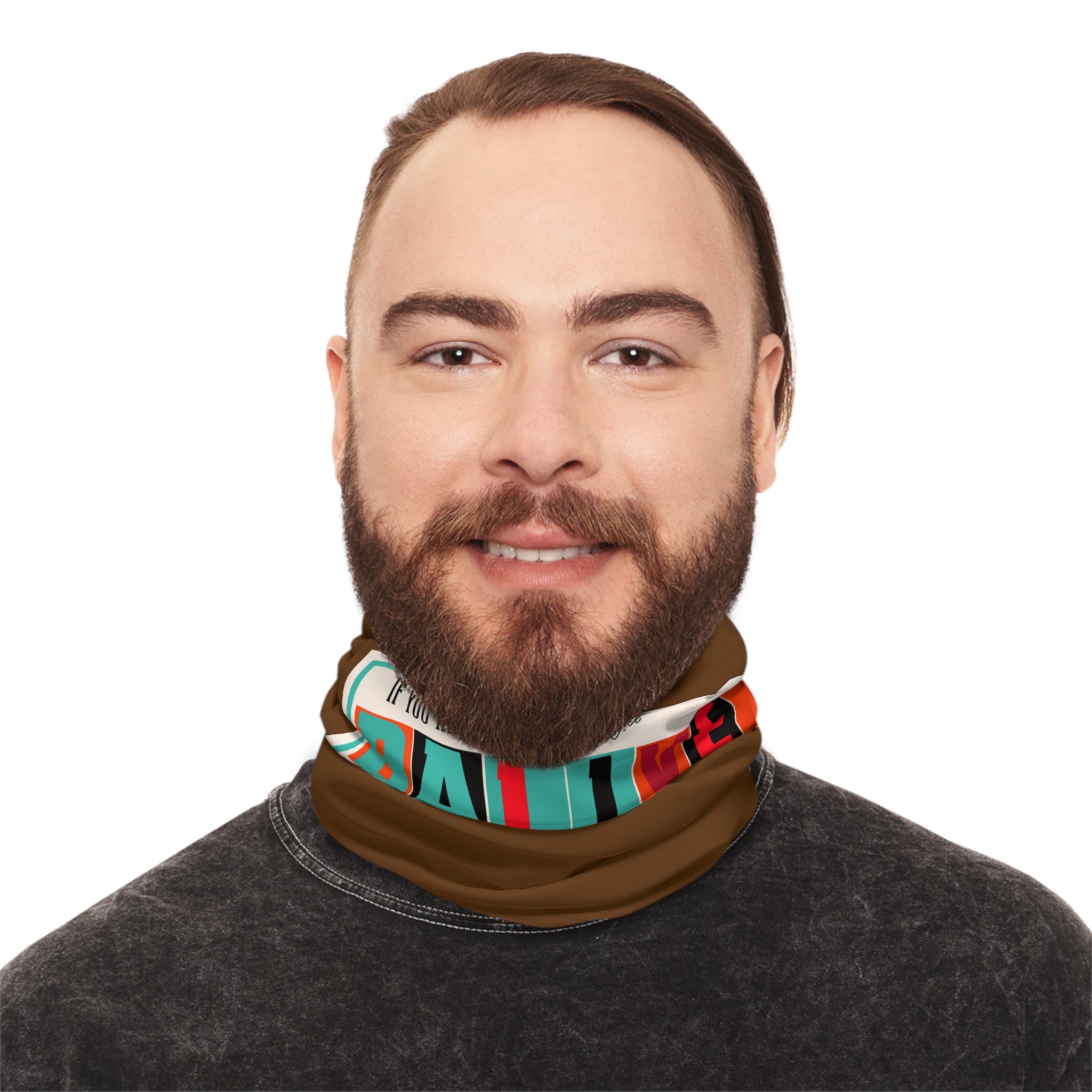 Balveno Retro Patch Neck Gaiter — Lightweight Brown Face Scarf - Image 6