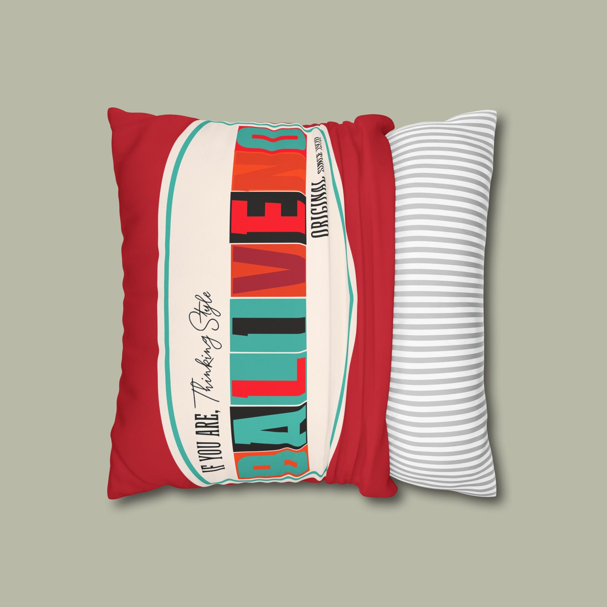 Retro 'Be Alive' Square Pillowcase – Bold Vintage Stripe Accent - Image 4