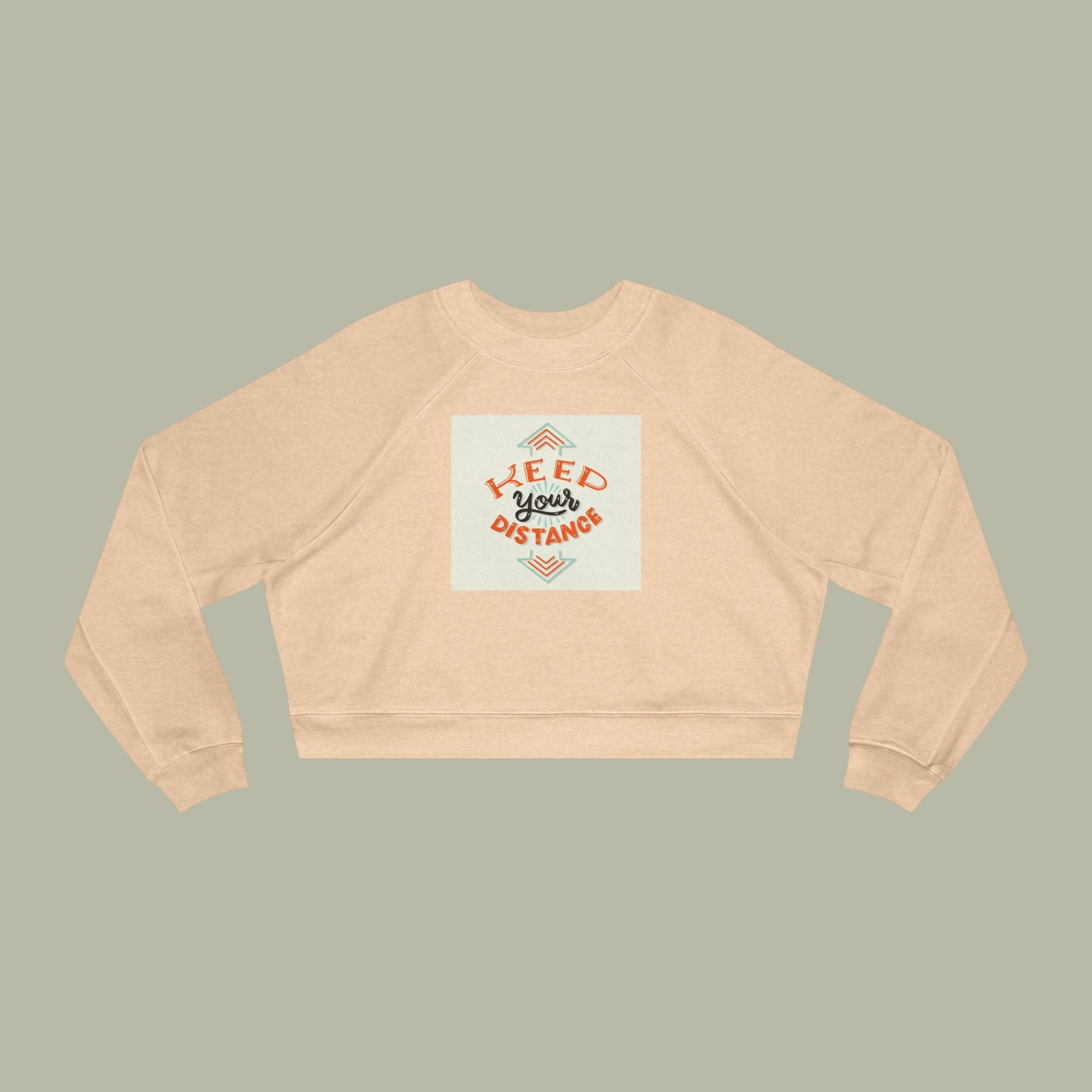 Cropped Pullover — "Keep Your Distance" Retro Graphic - Image 3