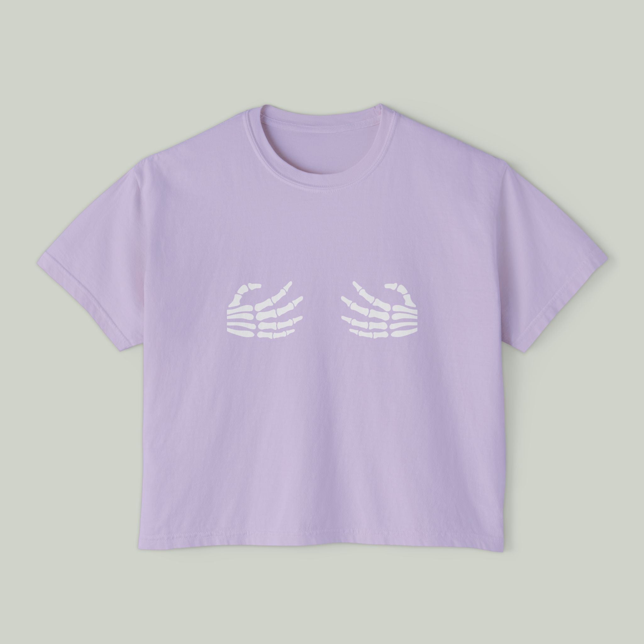 Women's Boxy Tee — Cute Skeleton Hands Graphic Crop Tee - Image 5