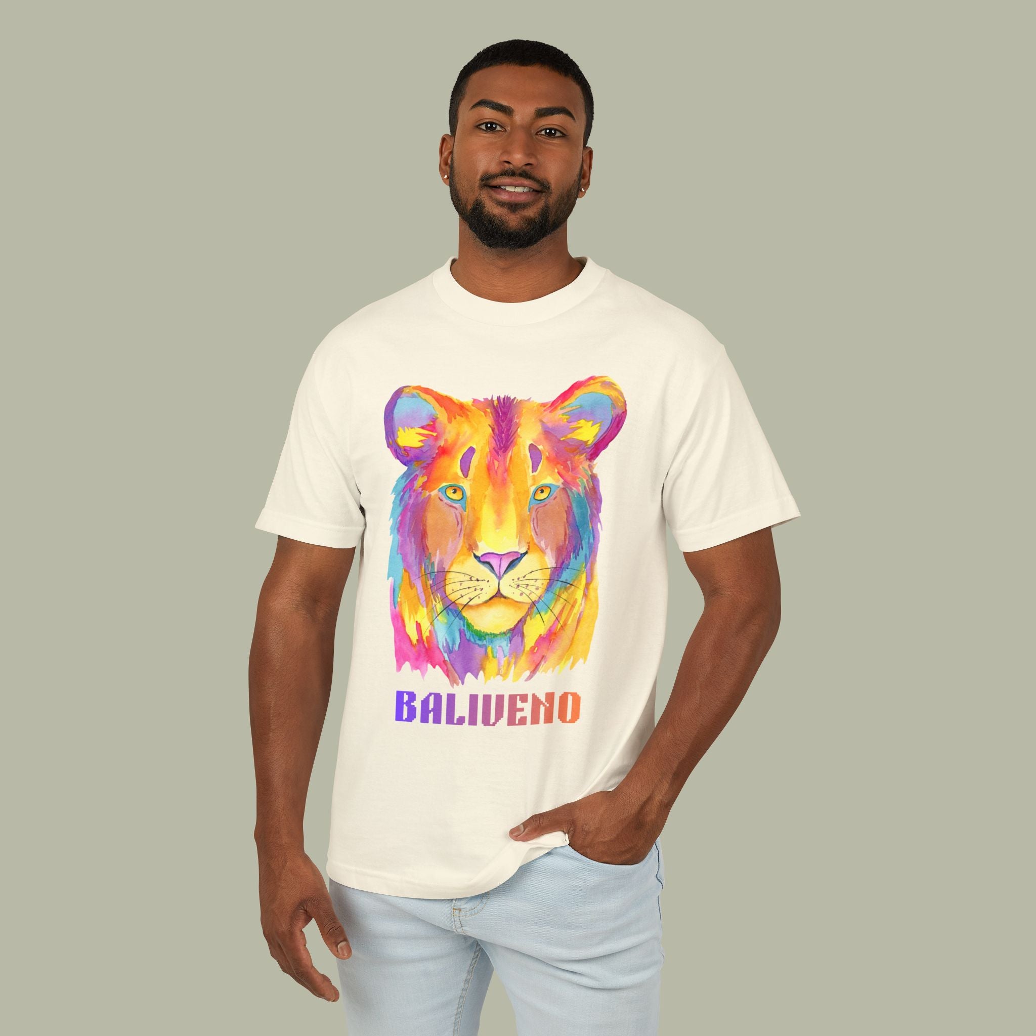 Baliveno Painted Lion Tee – 'Baliveno' Vibrant Wildlife Graphic T-Shirt