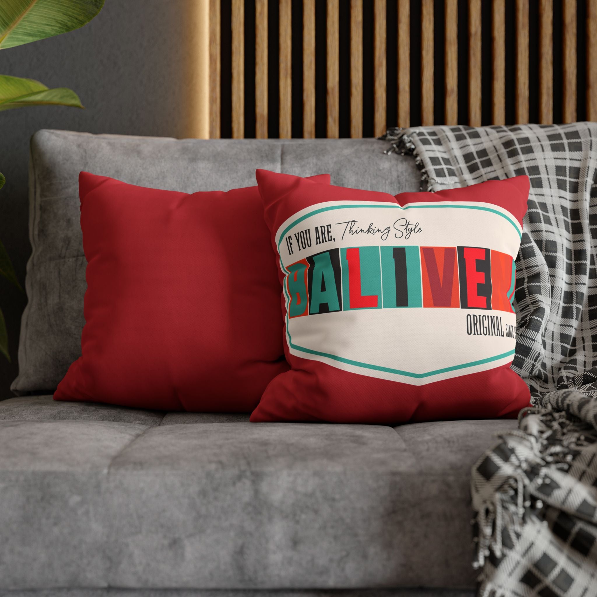 Retro 'Be Alive' Square Pillowcase – Bold Vintage Stripe Accent - Image 2