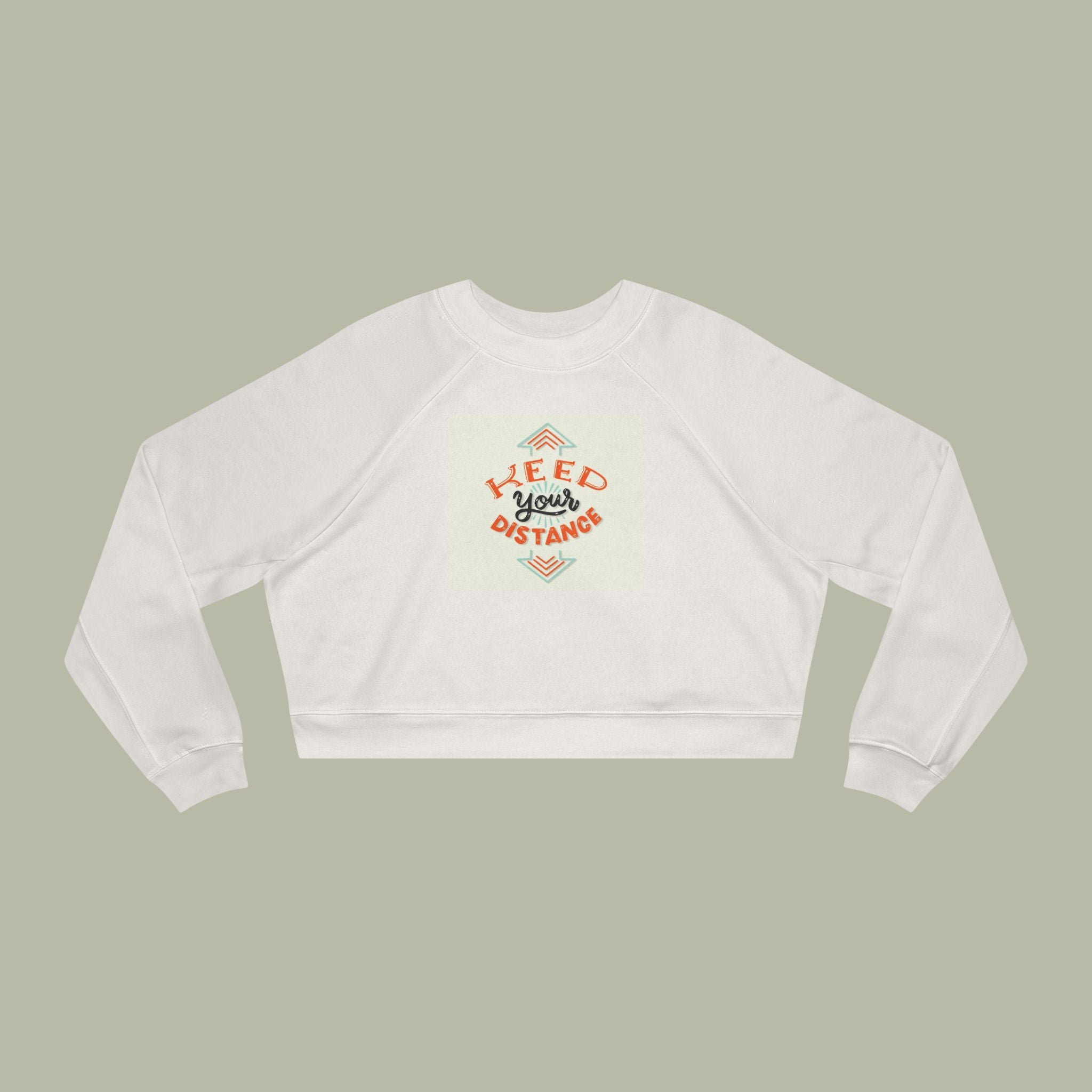 Cropped Pullover — "Keep Your Distance" Retro Graphic - Image 2