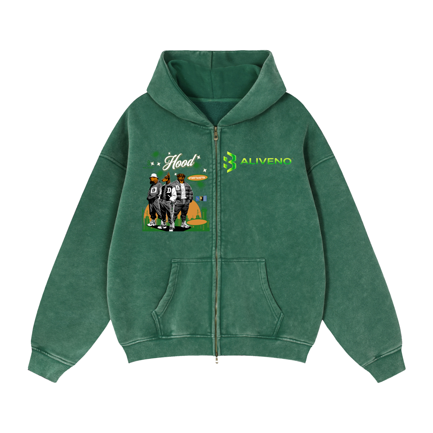Baliveno Zip-Through Boxy Fleece Hoodie