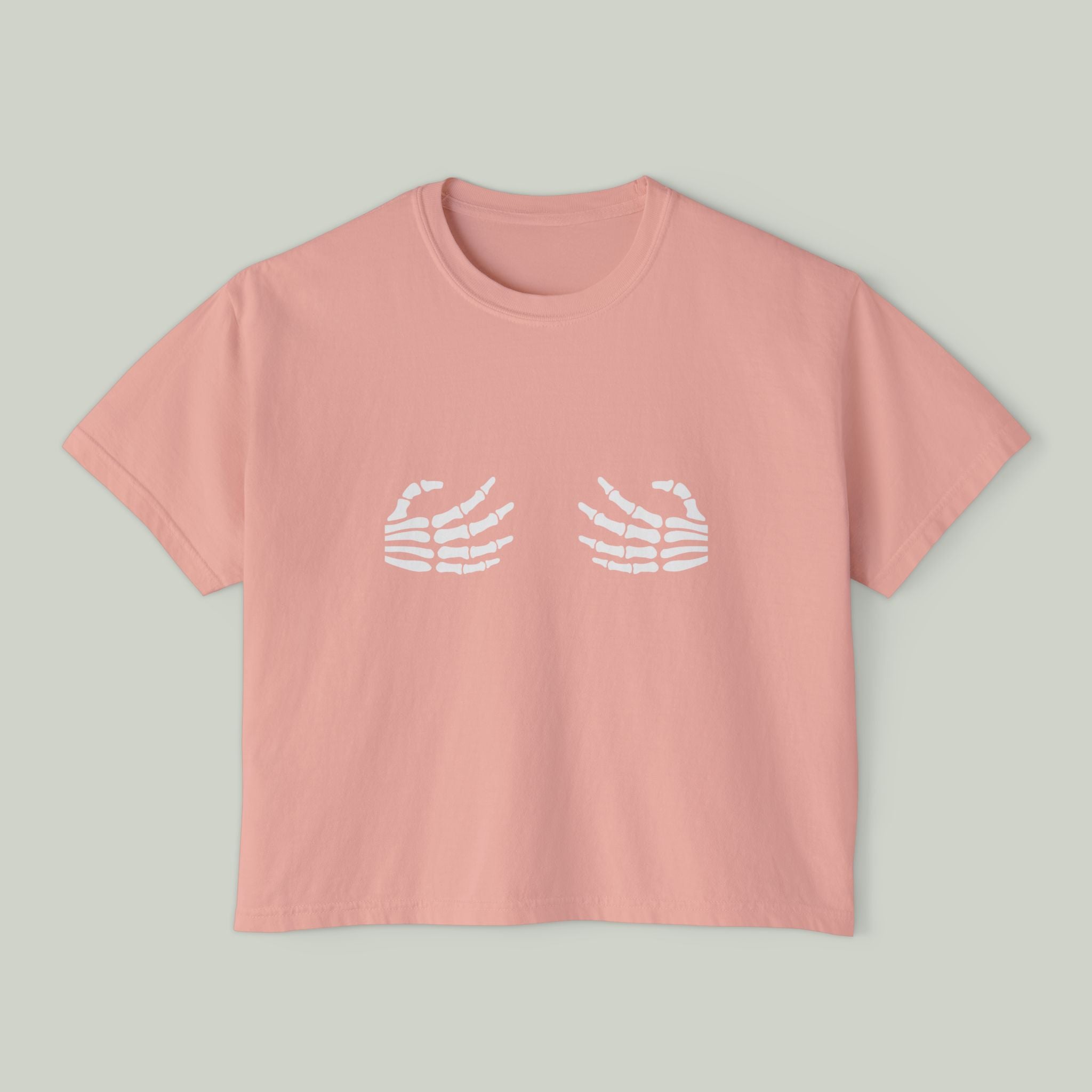 Women's Boxy Tee — Cute Skeleton Hands Graphic Crop Tee - Image 6