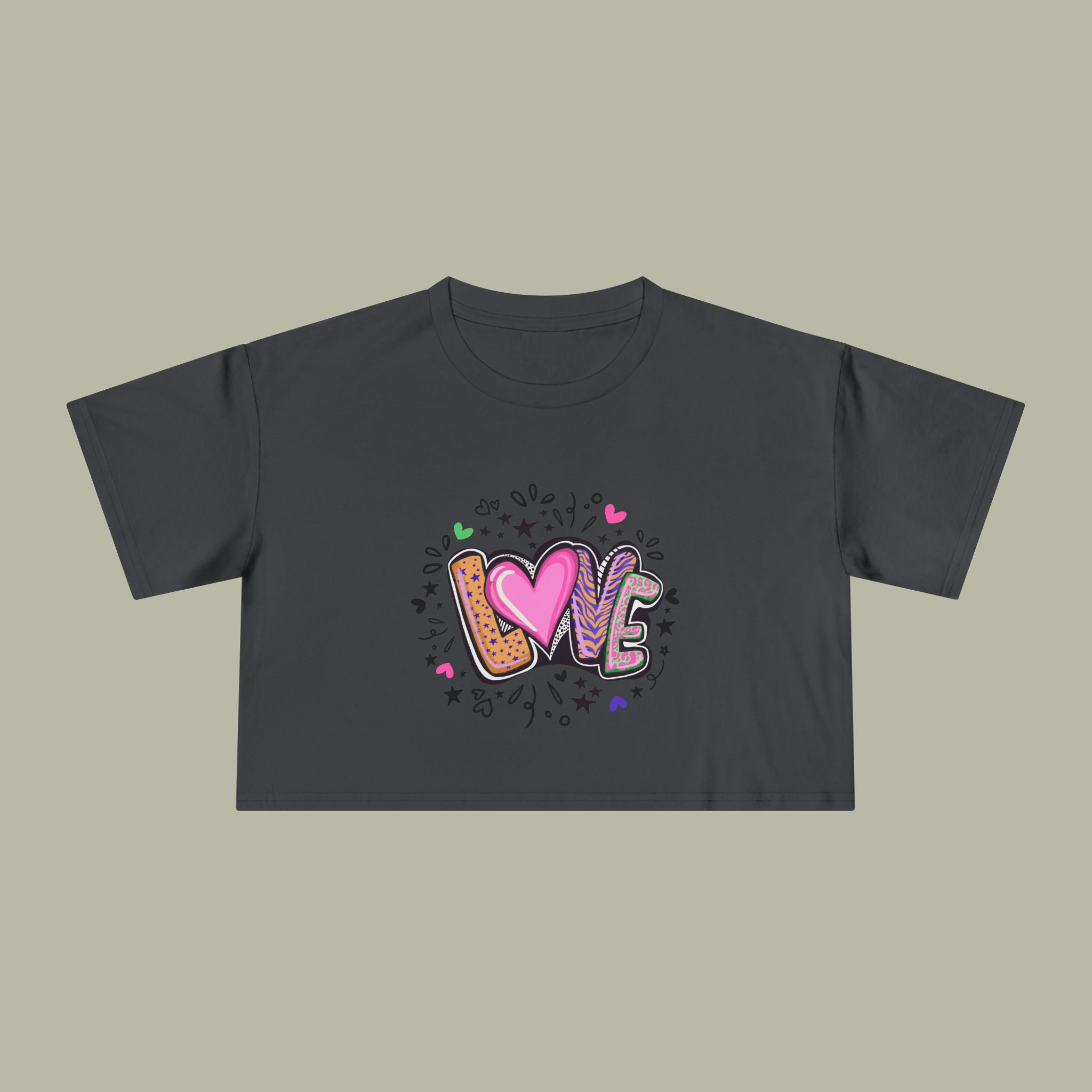 LOVE Heart Graffiti Crop Tee — Cute Love Graphic Top - Image 4