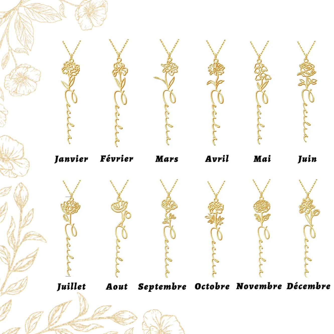 Months Flower Necklace - Image 3