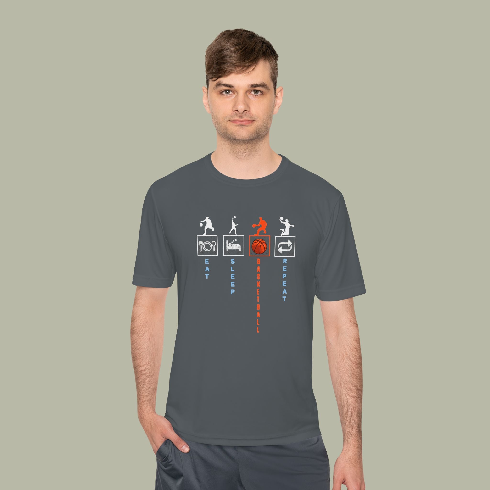 Eat Sleep Basketball Repeat Crew Graphic Tee — Rhythm, Steps & Movement