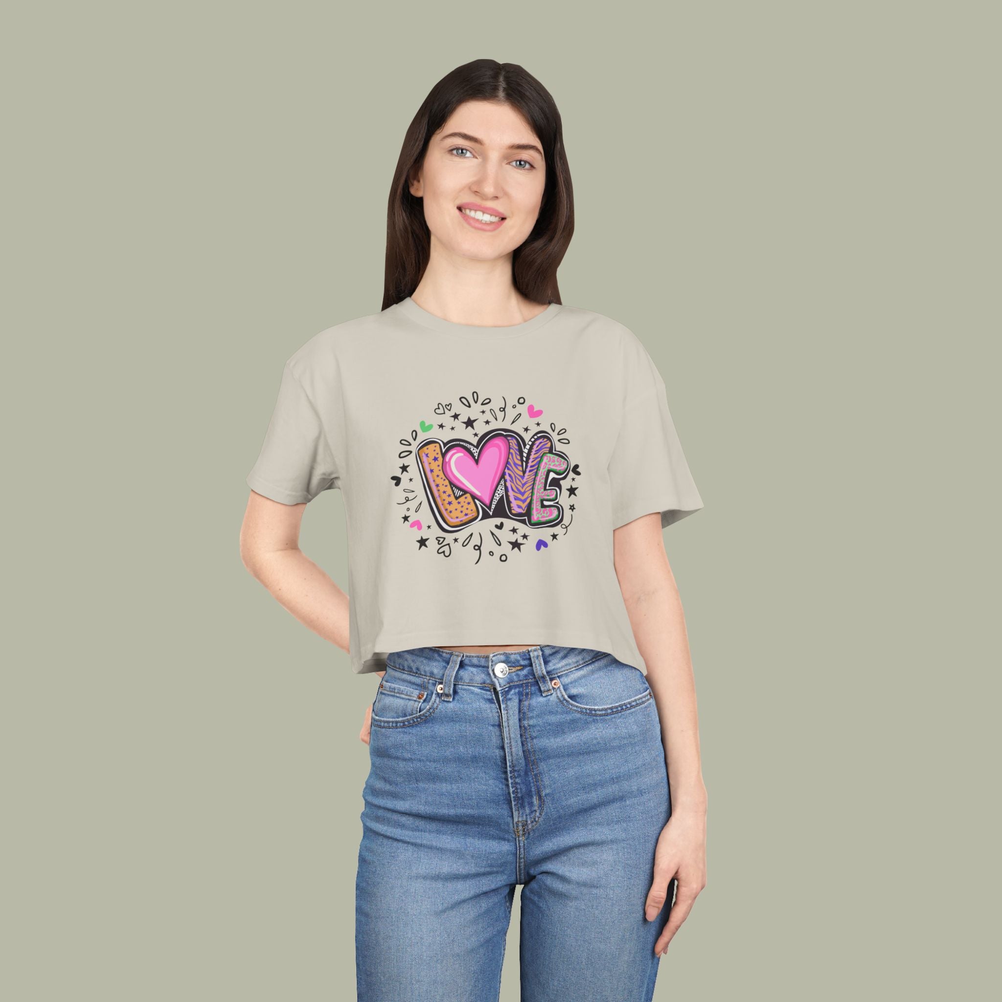 LOVE Heart Graffiti Crop Tee — Cute Love Graphic Top - Image 10