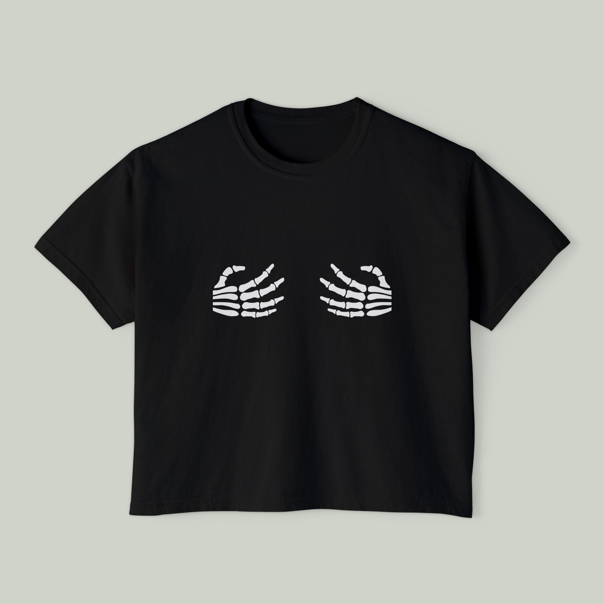 Women's Boxy Tee — Cute Skeleton Hands Graphic Crop Tee - Image 4