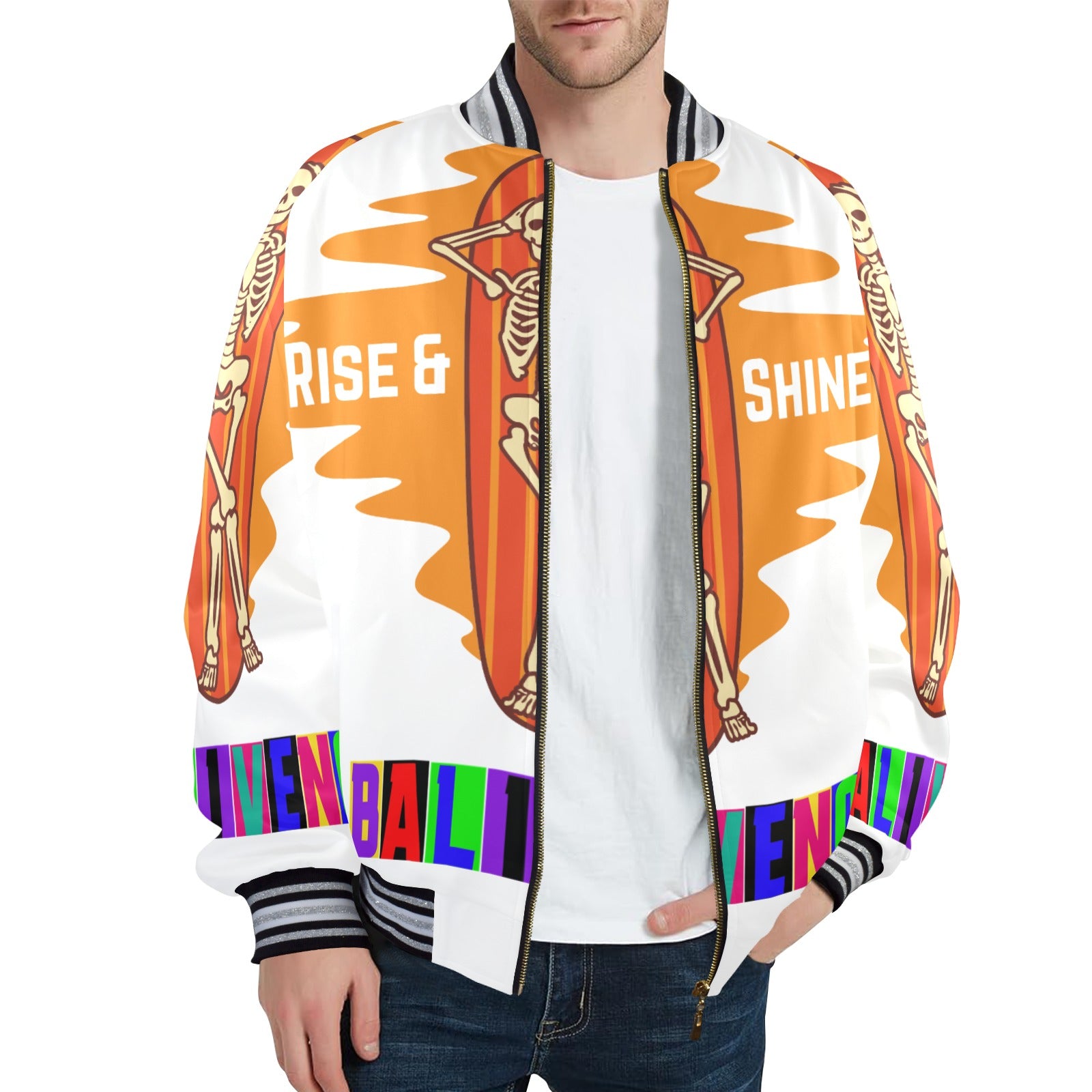 Baliveno Men's Striped Trim Bomber Jacket