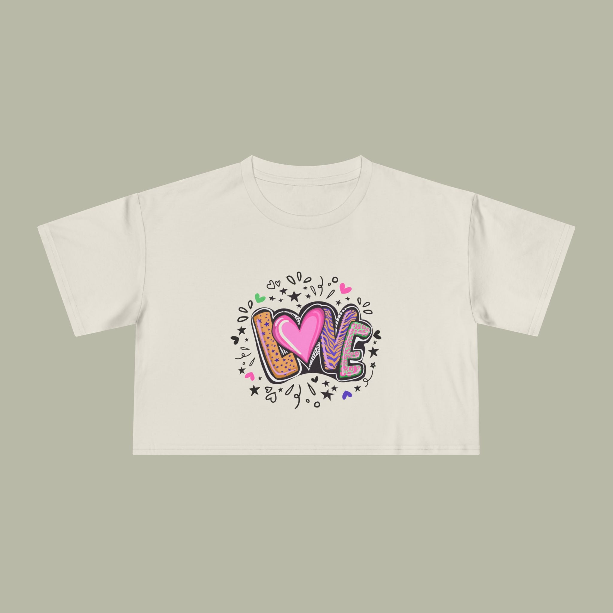 LOVE Heart Graffiti Crop Tee — Cute Love Graphic Top - Image 2