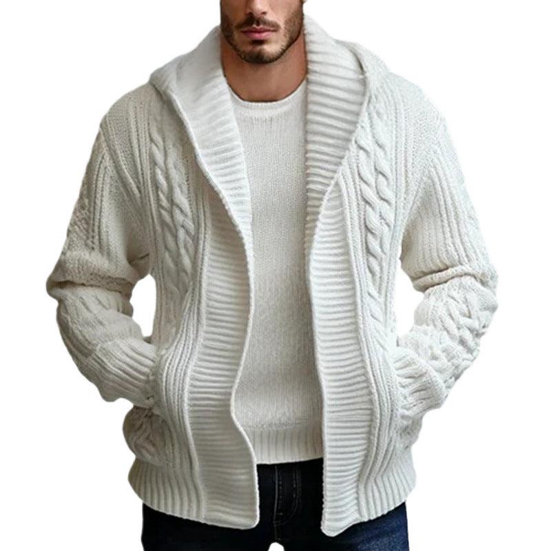 European And American Mens Twisted-knit Cardigan Sweater - Image 4