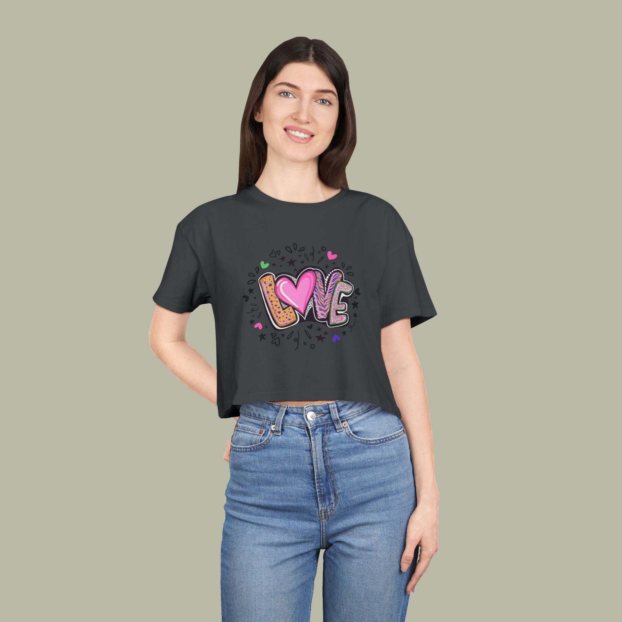 LOVE Heart Graffiti Crop Tee — Cute Love Graphic Top - Image 11