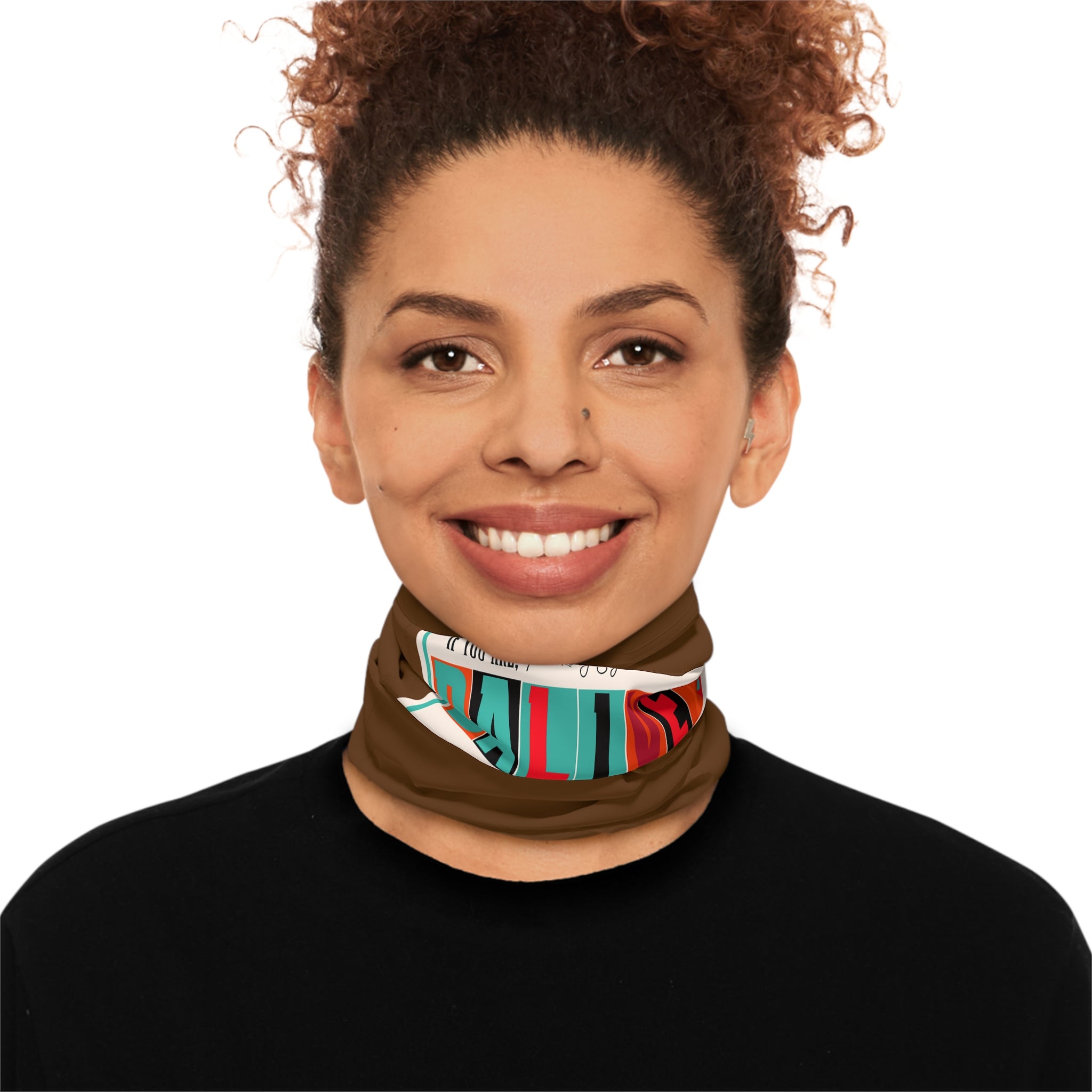 Balveno Retro Patch Neck Gaiter — Lightweight Brown Face Scarf - Image 3