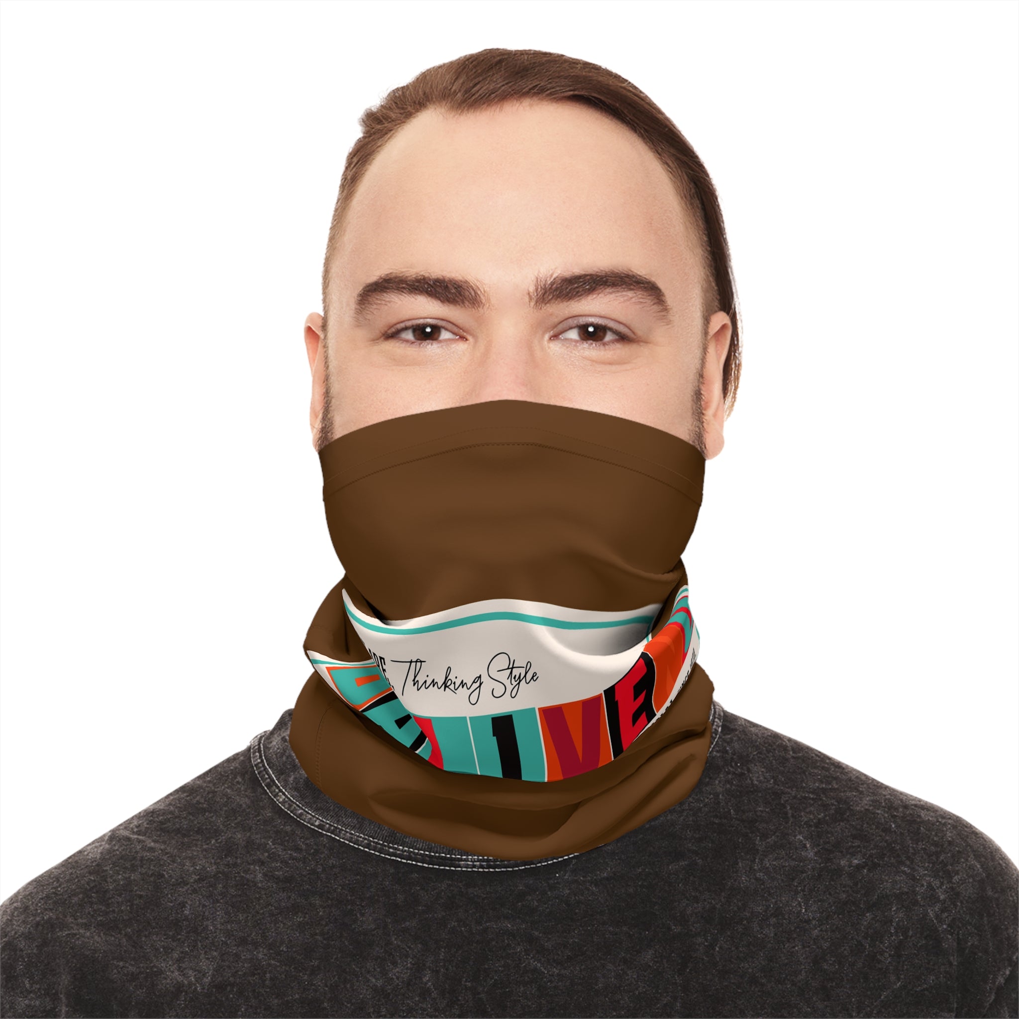 Balveno Retro Patch Neck Gaiter — Lightweight Brown Face Scarf - Image 4