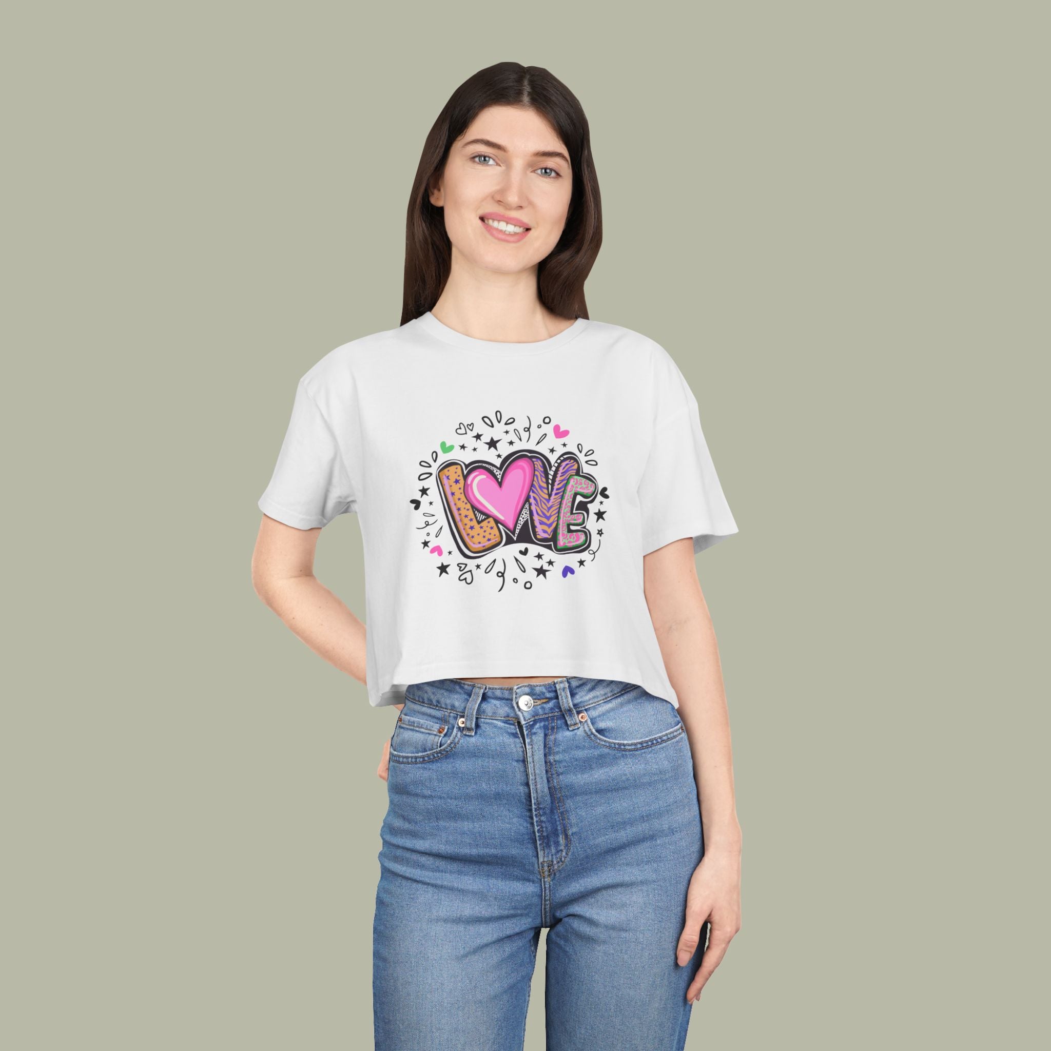 LOVE Heart Graffiti Crop Tee — Cute Love Graphic Top - Image 8