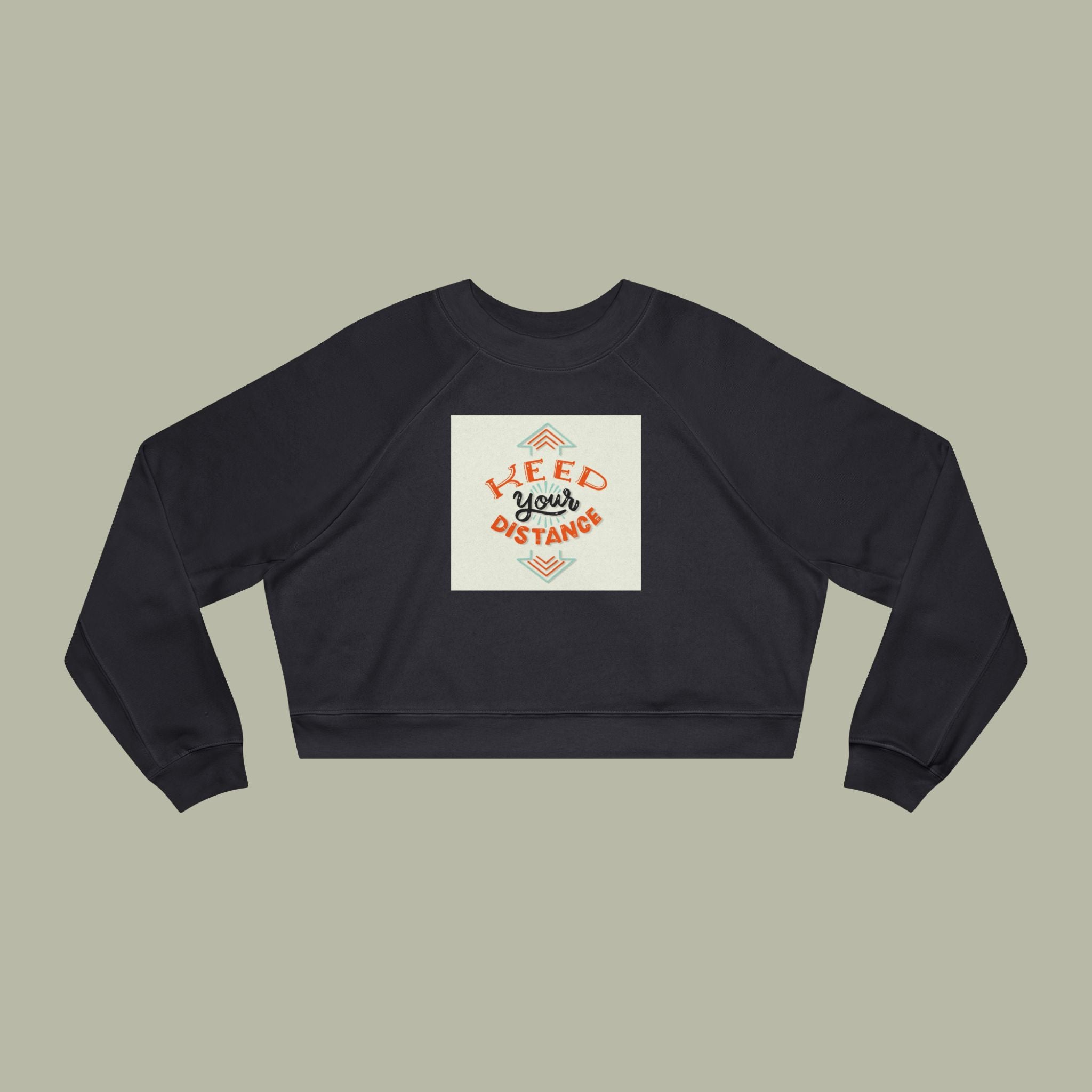 Cropped Pullover — "Keep Your Distance" Retro Graphic - Image 4