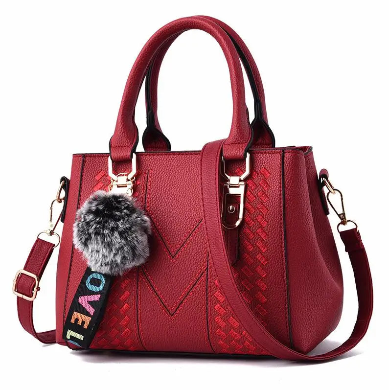 Embroidery Messenger Bags Women Leather Handbags Bags for Women Sac a Main Ladies hair ball Hand Bag - Image 37