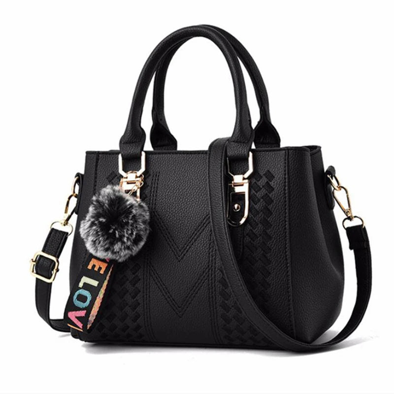 Embroidery Messenger Bags Women Leather Handbags Bags for Women Sac a Main Ladies hair ball Hand Bag - Image 12