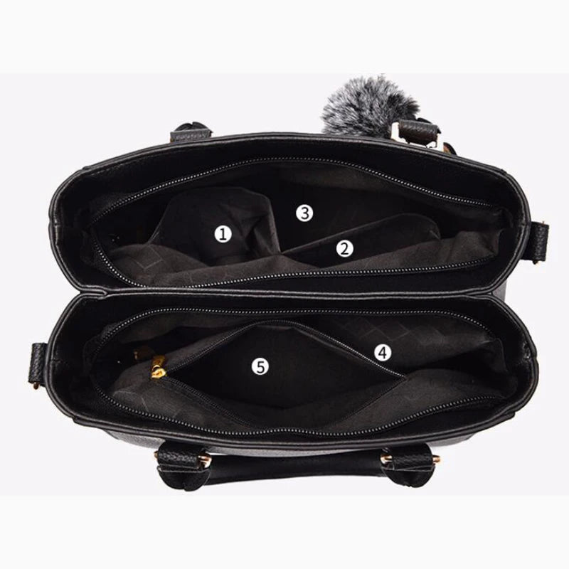 Embroidery Messenger Bags Women Leather Handbags Bags for Women Sac a Main Ladies hair ball Hand Bag - Image 16