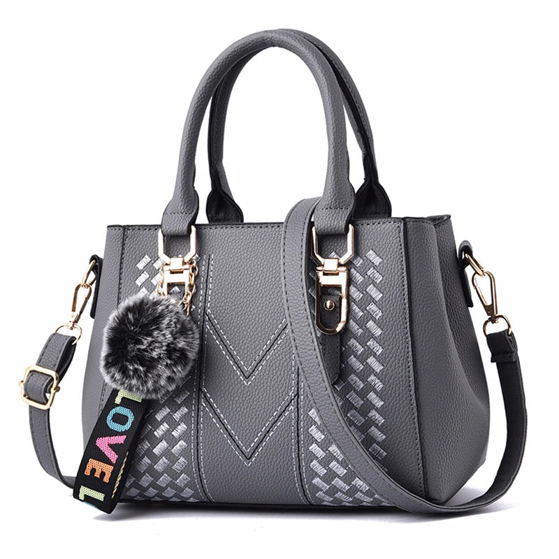 Embroidery Messenger Bags Women Leather Handbags Bags for Women Sac a Main Ladies hair ball Hand Bag - Image 22