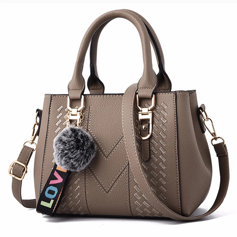 Embroidery Messenger Bags Women Leather Handbags Bags for Women Sac a Main Ladies hair ball Hand Bag - Image 21