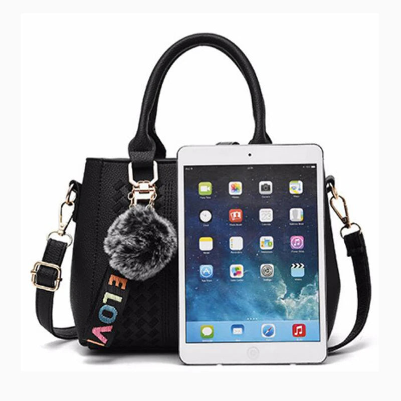 Embroidery Messenger Bags Women Leather Handbags Bags for Women Sac a Main Ladies hair ball Hand Bag - Image 10