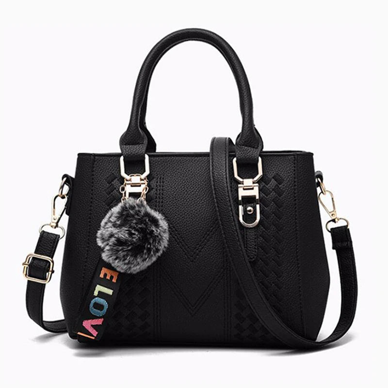 Embroidery Messenger Bags Women Leather Handbags Bags for Women Sac a Main Ladies hair ball Hand Bag - Image 11