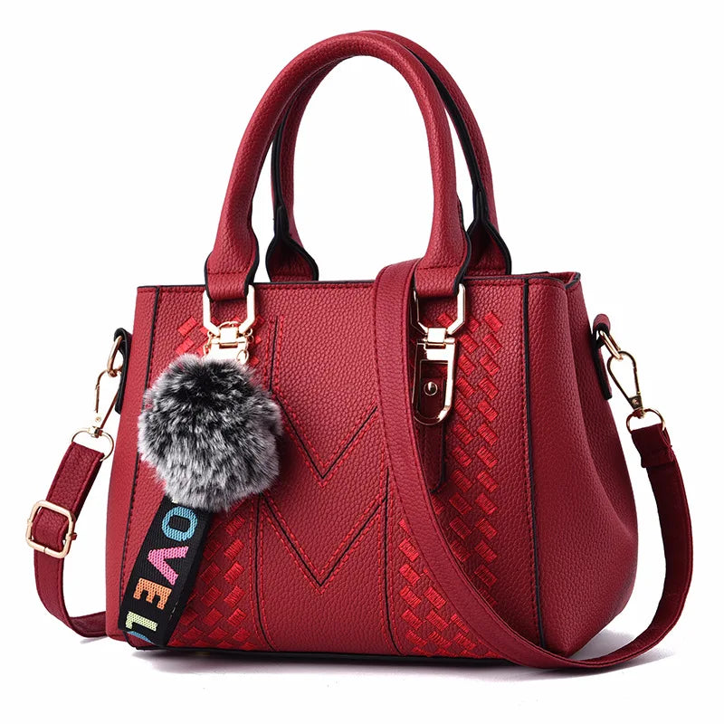 Embroidery Messenger Bags Women Leather Handbags Bags for Women Sac a Main Ladies hair ball Hand Bag - Image 19