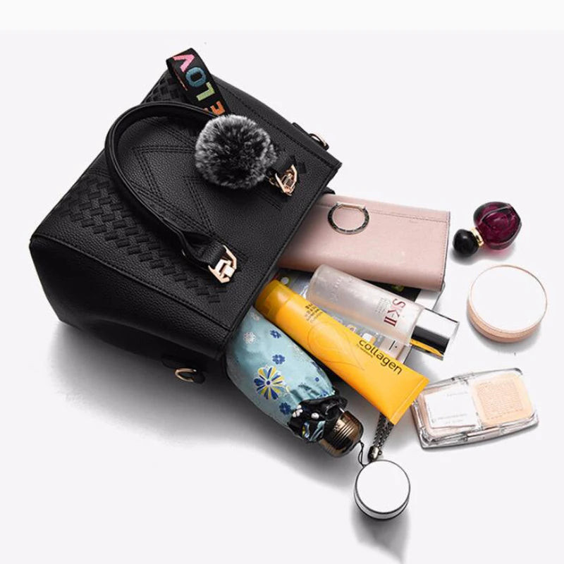 Embroidery Messenger Bags Women Leather Handbags Bags for Women Sac a Main Ladies hair ball Hand Bag - Image 17
