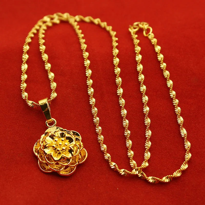 9999 24K REAL gold necklace women's real gold necklace pendant gold necklace women's jewelry fashion hundred items - Image 3