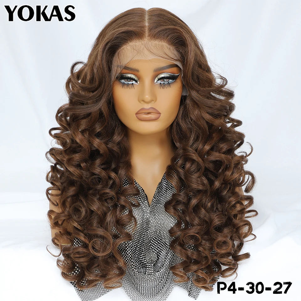 Latisha 13X6 Synthetic Lace Frontal Wig Pre Plucked Lace Front Wig With Baby Hair For Women Curly Highlight Ombre Blonde Female - Image 18