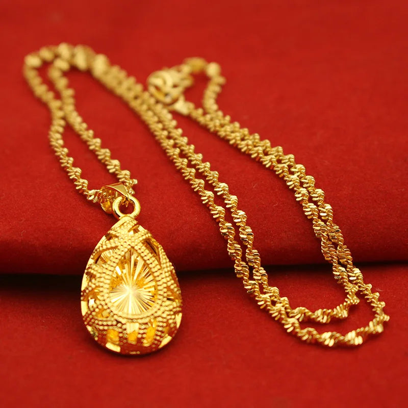 9999 24K REAL gold necklace women's real gold necklace pendant gold necklace women's jewelry fashion hundred items - Image 4