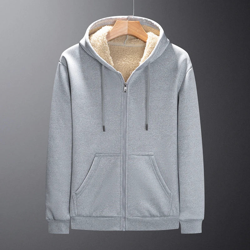 C.New S Winter Lambswool Coats Warm Thicken Jackets Long Sleeve Zipper Hoodies Casual Fleece Black Coat Hooded Men Women Jacket - Image 2