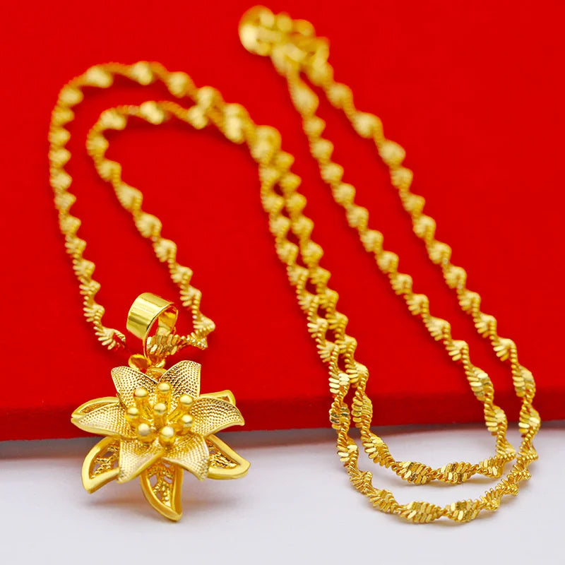 9999 24K REAL gold necklace women's real gold necklace pendant gold necklace women's jewelry fashion hundred items - Image 5