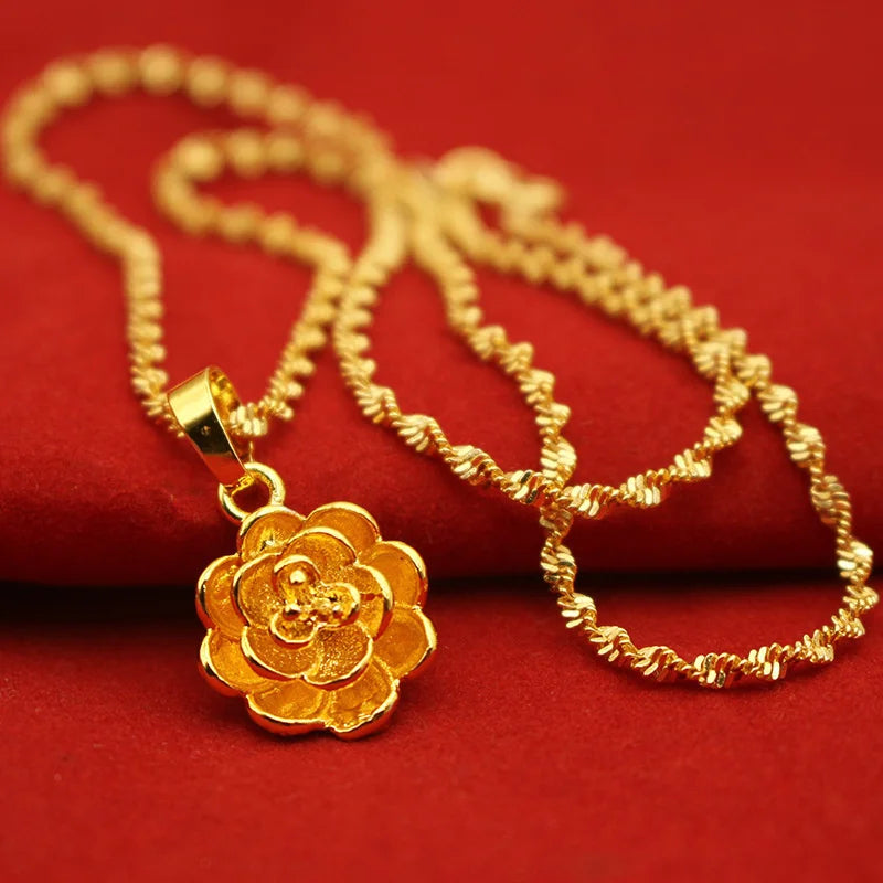 9999 24K REAL gold necklace women's real gold necklace pendant gold necklace women's jewelry fashion hundred items - Image 2