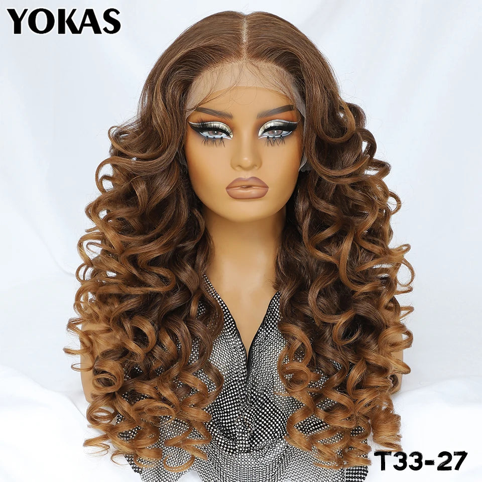 Latisha 13X6 Synthetic Lace Frontal Wig Pre Plucked Lace Front Wig With Baby Hair For Women Curly Highlight Ombre Blonde Female - Image 15