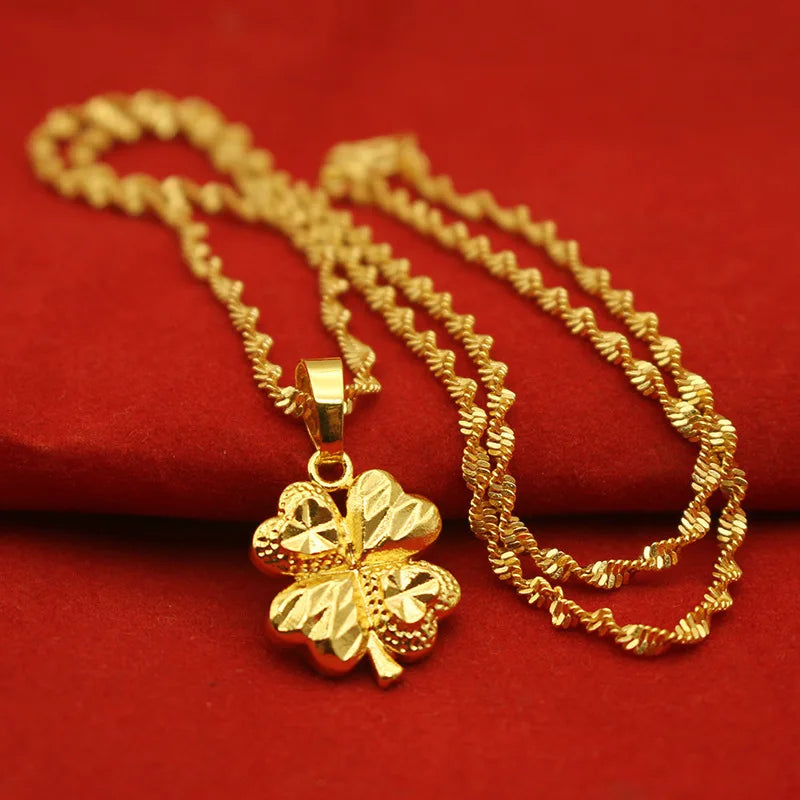 9999 24K REAL gold necklace women's real gold necklace pendant gold necklace women's jewelry fashion hundred items - Image 9