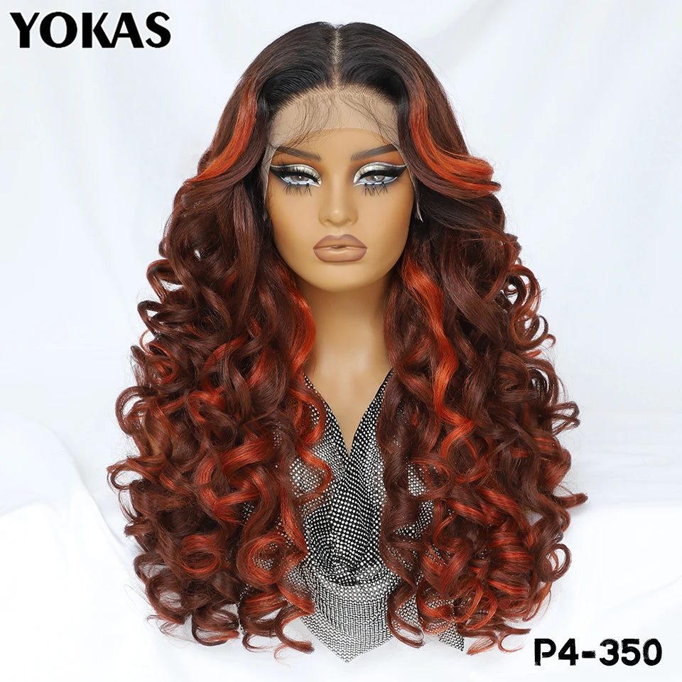 Latisha 13X6 Synthetic Lace Frontal Wig Pre Plucked Lace Front Wig With Baby Hair For Women Curly Highlight Ombre Blonde Female - Image 12