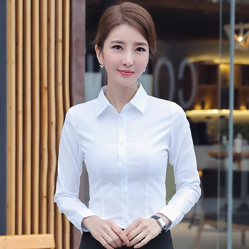 Women Shirts Blouses Women White Shirt Long Sleeve Blouse Female Tops OL Basic Shirt Blouses 2023 Fashion Elegant Woman Clothing - Image 13