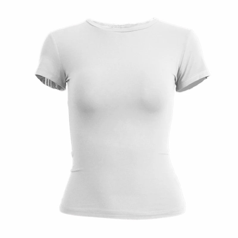 Woman Clothing Short Sleeve T-shirt Slim Fit Tops Female O-Neck Knitted Sheath Tee Shirt Street Wear Sex Sporty 2024 Y2K New2410 - Image 11