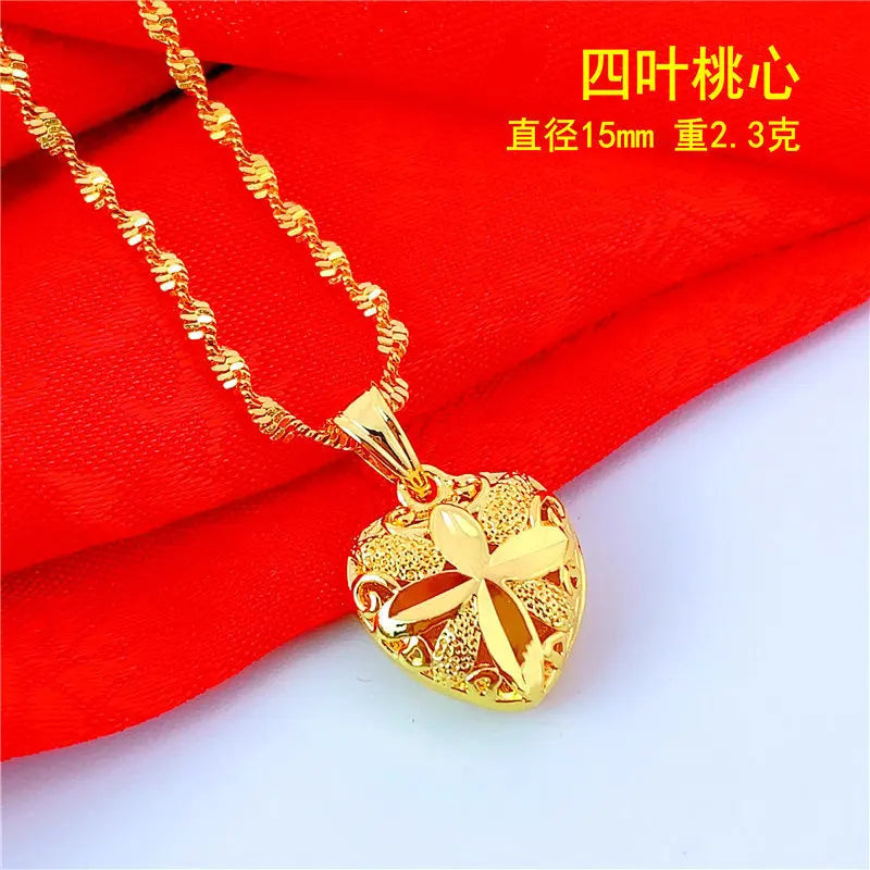 9999 24K REAL gold necklace women's real gold necklace pendant gold necklace women's jewelry fashion hundred items - Image 7