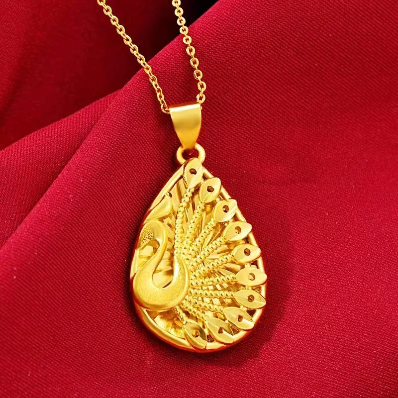 9999 24K REAL gold necklace women's real gold necklace pendant gold necklace women's jewelry fashion hundred items - Image 18