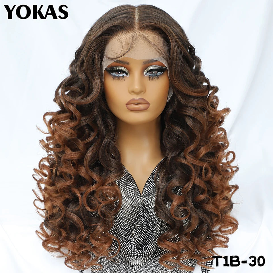 Latisha 13X6 Synthetic Lace Frontal Wig Pre Plucked Lace Front Wig With Baby Hair For Women Curly Highlight Ombre Blonde Female - Image 22