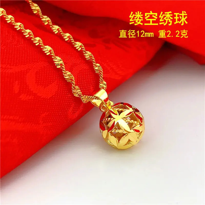 9999 24K REAL gold necklace women's real gold necklace pendant gold necklace women's jewelry fashion hundred items - Image 21