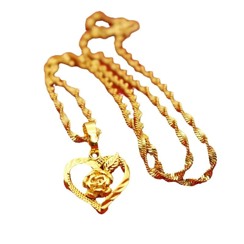 9999 24K REAL gold necklace women's real gold necklace pendant gold necklace women's jewelry fashion hundred items - Image 6