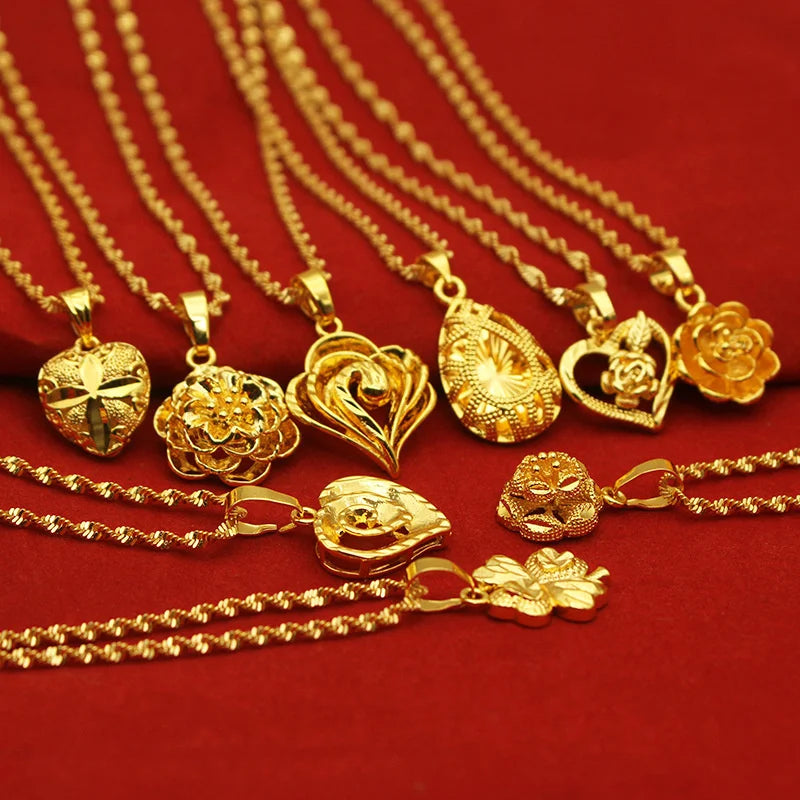 9999 24K REAL gold necklace women's real gold necklace pendant gold necklace women's jewelry fashion hundred items